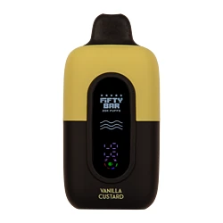 A Foger Switch Pro device with the battery compartment open, showing a replacement battery ready to be inserted — foger vape battery replacement step-by-step demonstration